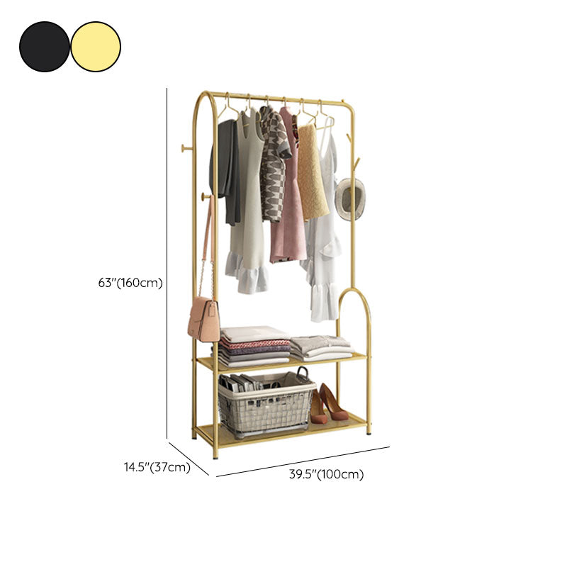 Contemporary Metal Coat Hanger Free Standing Coat Rack with Shelves Shelving Clearhalo 'Entry & Mudroom Furniture' 'furn' 'furn_hall_tree_coat_racks' 'Furniture' 'Hall Trees & Coat Racks' 'hall_tree_coat_racks' 6370508