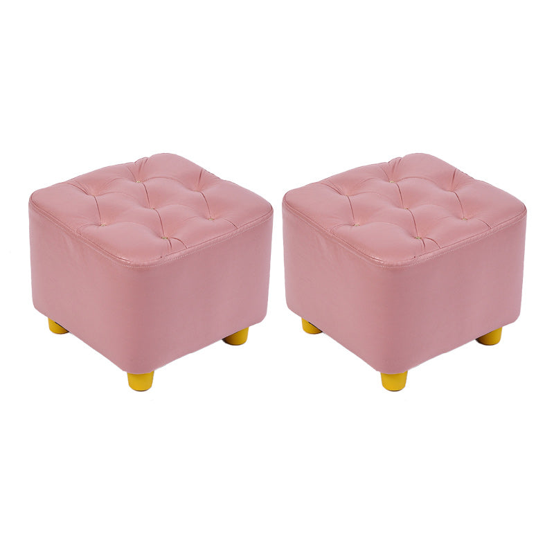 Modern Standard Pouf Water Resistant Square Cube for Home Decor Pink 2 Piece Set Clearhalo 'furn' 'furn_ottomans_poufs' 'Furniture' 'Living Room Furniture' 'Ottomans & Poufs' 'ottomans_poufs' 6370668