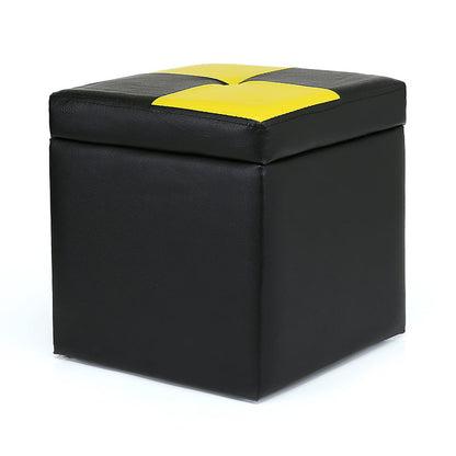 Modern Color Block Square Cube Water Resistant Storage Ottoman Matte Black 1 Piece Clearhalo 'furn' 'furn_ottomans_poufs' 'Furniture' 'Living Room Furniture' 'Ottomans & Poufs' 'ottomans_poufs' 6370755