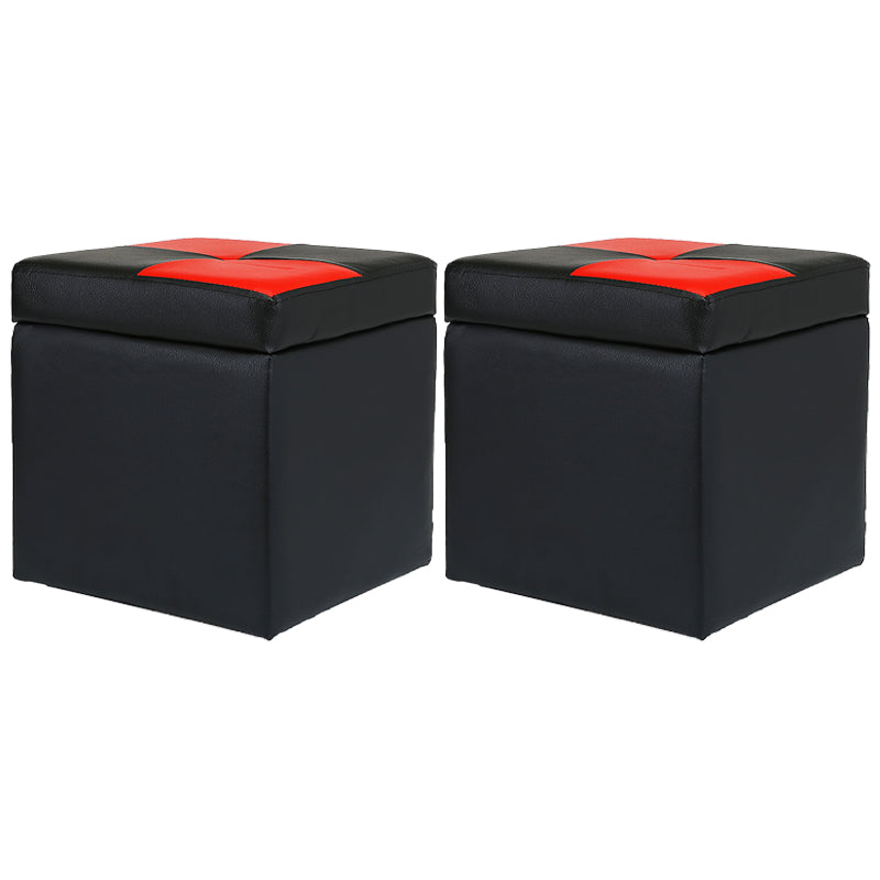 Modern Color Block Square Cube Water Resistant Storage Ottoman Crimson 2 Piece Set Clearhalo 'furn' 'furn_ottomans_poufs' 'Furniture' 'Living Room Furniture' 'Ottomans & Poufs' 'ottomans_poufs' 6370769