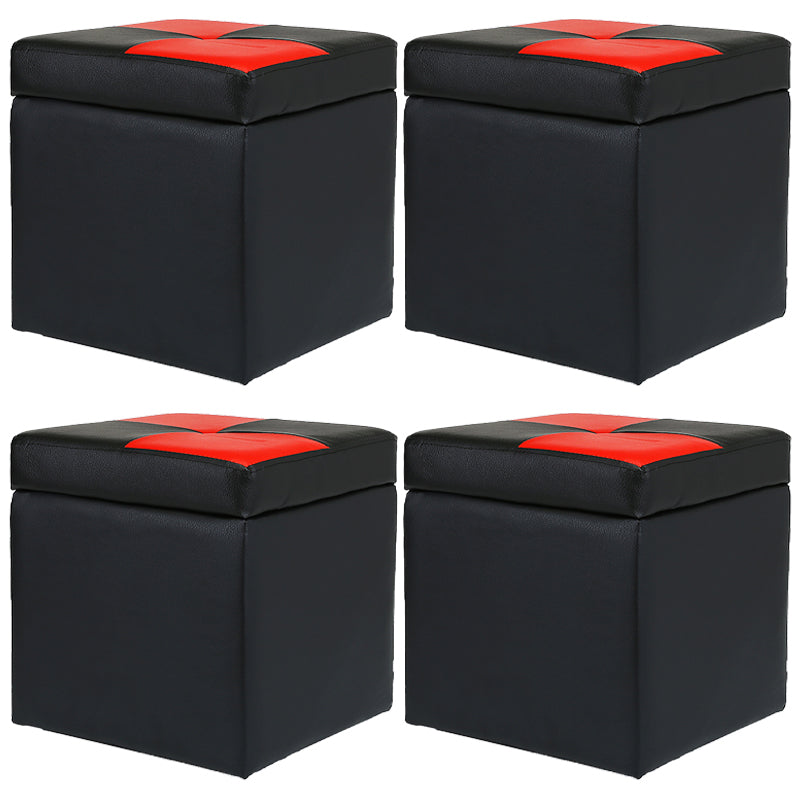 Modern Color Block Square Cube Water Resistant Storage Ottoman Crimson 4 Piece Set Clearhalo 'furn' 'furn_ottomans_poufs' 'Furniture' 'Living Room Furniture' 'Ottomans & Poufs' 'ottomans_poufs' 6370771