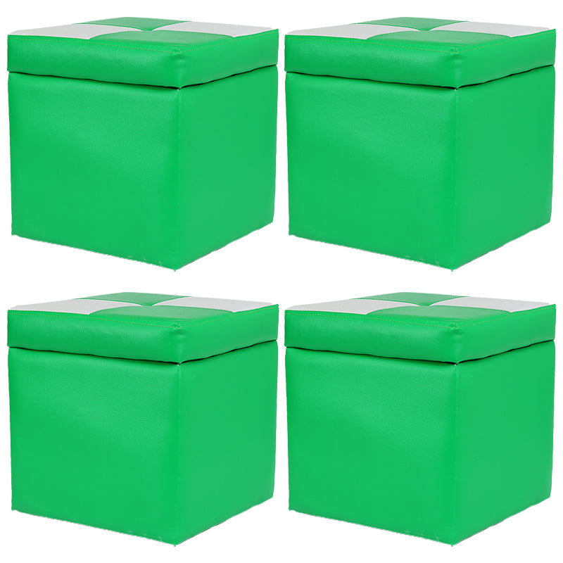 Modern Color Block Square Cube Water Resistant Storage Ottoman Green 4 Piece Set Clearhalo 'furn' 'furn_ottomans_poufs' 'Furniture' 'Living Room Furniture' 'Ottomans & Poufs' 'ottomans_poufs' 6370779