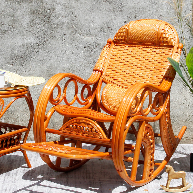 Silla mecedora tradicional rattan backrest backrest cilindro de reposabrazos incorporado