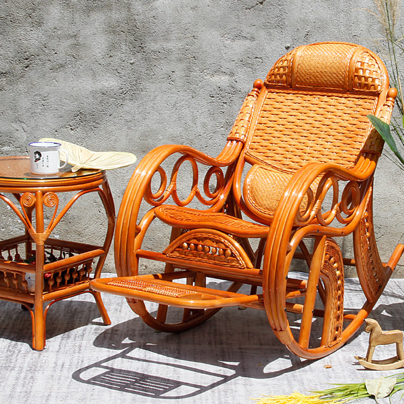 Silla mecedora tradicional rattan backrest backrest cilindro de reposabrazos incorporado