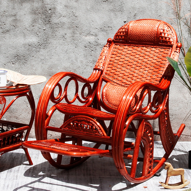 Silla mecedora tradicional rattan backrest backrest cilindro de reposabrazos incorporado