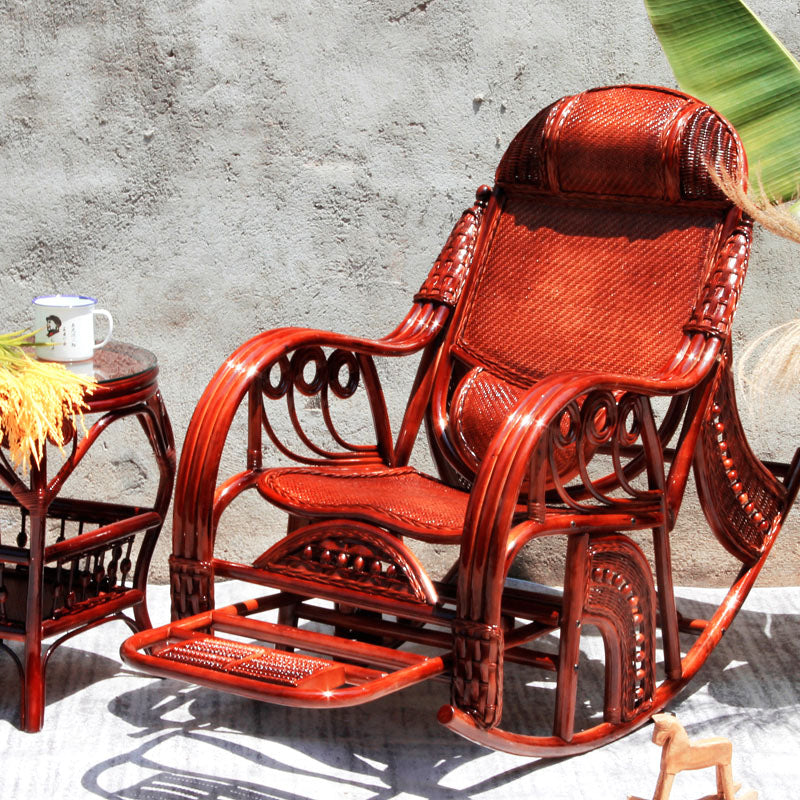 Silla mecedora tradicional rattan backrest backrest cilindro de reposabrazos incorporado