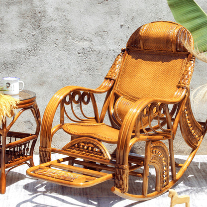 Silla mecedora tradicional rattan backrest backrest cilindro de reposabrazos incorporado