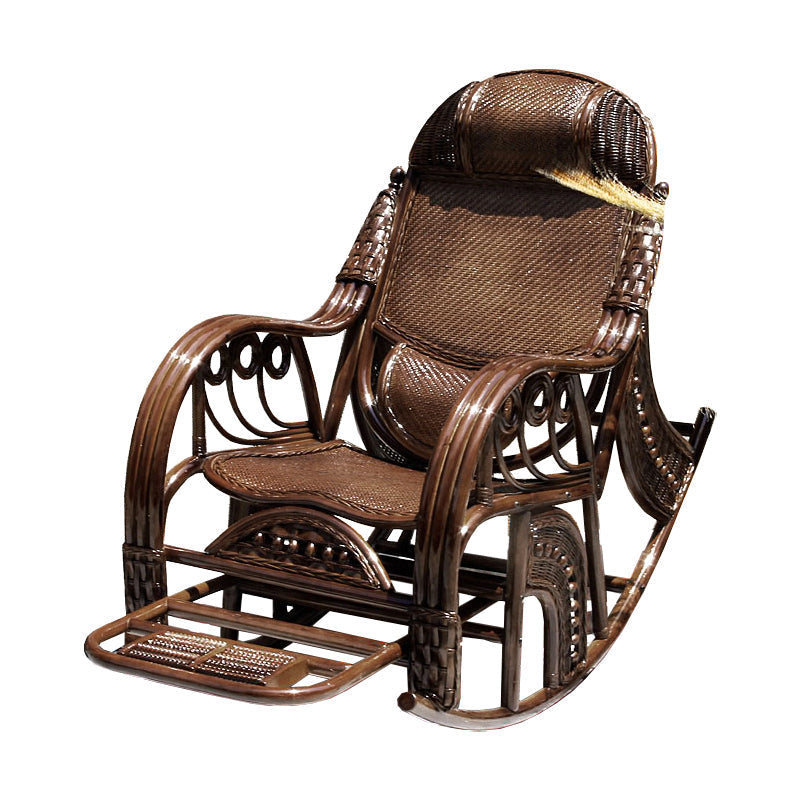 Silla mecedora tradicional rattan backrest backrest cilindro de reposabrazos incorporado