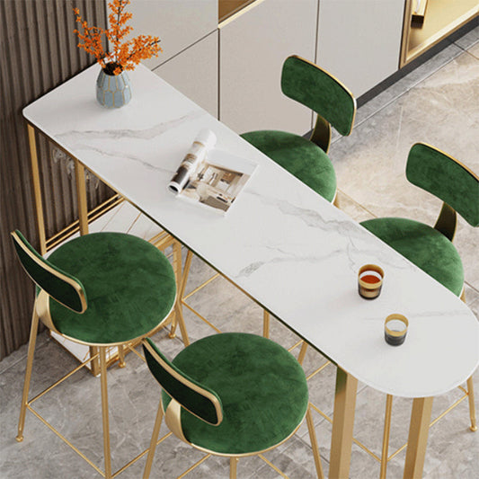 Sgabello da bar senza braccio imbottito in stile glam con poggiapiedi