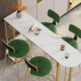 Taburete de taburete tapizado de estilo glamoroso con pie de bar con reposapiés