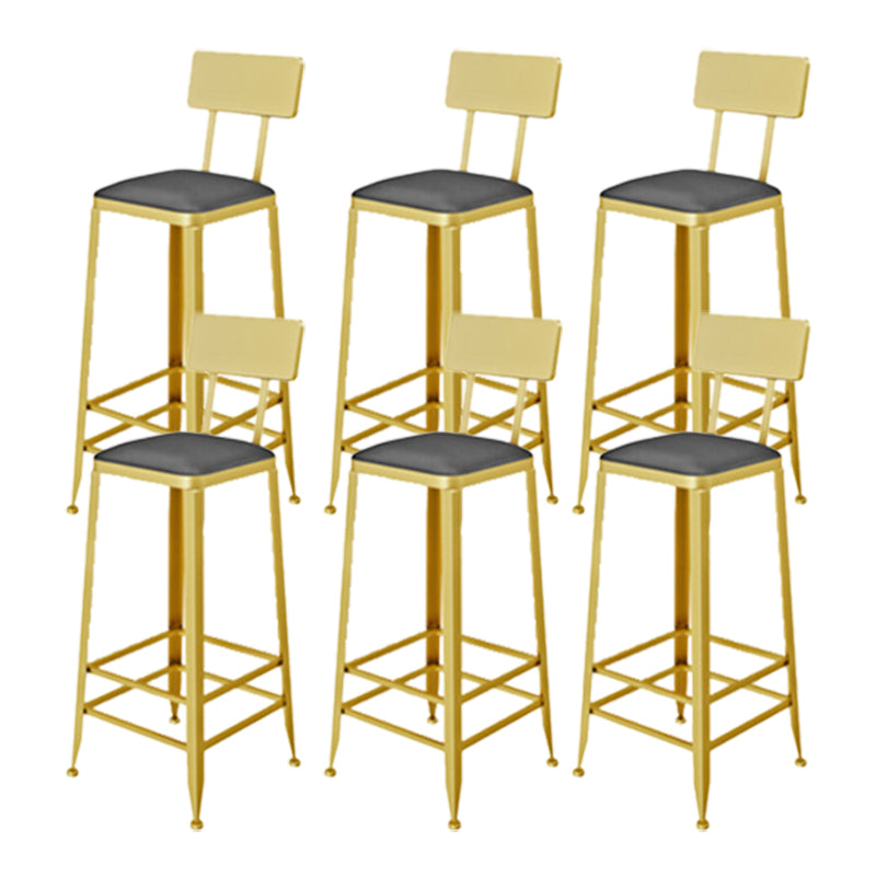 Glam Style Upholstered Counter Stool Armless Bar Stool with Footrest Black 6 Piece Set Four Legs Clearhalo 'Bar Furniture' 'Bar Stools' 'bar_stools' 'furn' 'furn_bar_stools' 'Furniture' 'Kitchen & Dining Furniture' 6371032