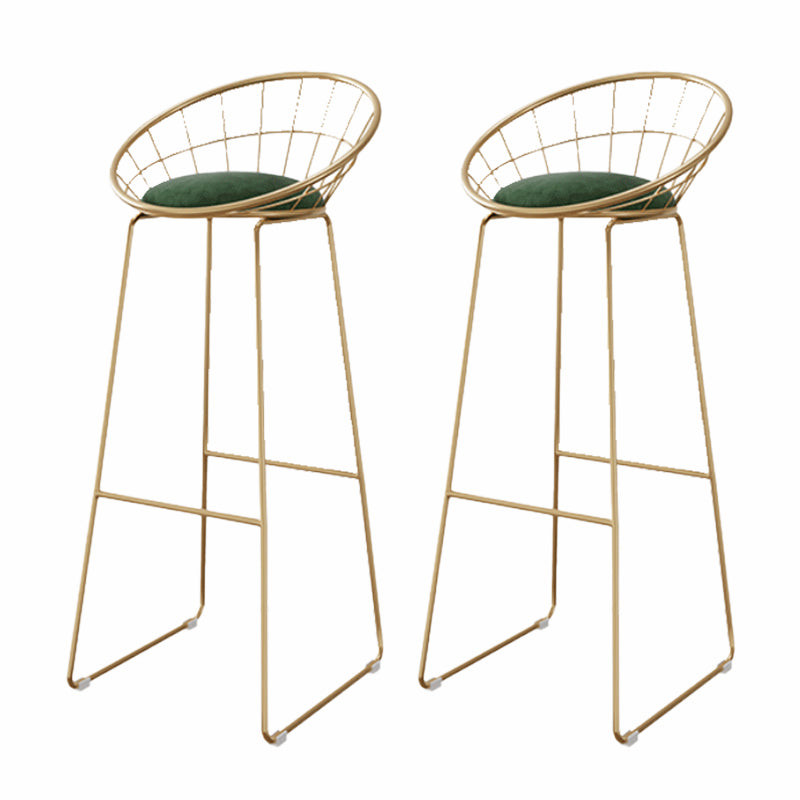 Glam Style Upholstered Counter Stool Armless Bar Stool with Footrest Green 2 Piece Set Sled Clearhalo 'Bar Furniture' 'Bar Stools' 'bar_stools' 'furn' 'furn_bar_stools' 'Furniture' 'Kitchen & Dining Furniture' 6371041