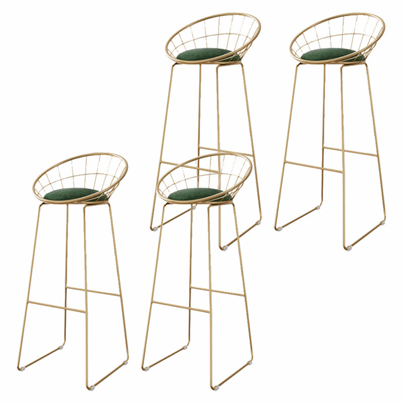 Glam Style Upholstered Counter Stool Armless Bar Stool with Footrest Green 4 Piece Set Sled Clearhalo 'Bar Furniture' 'Bar Stools' 'bar_stools' 'furn' 'furn_bar_stools' 'Furniture' 'Kitchen & Dining Furniture' 6371042