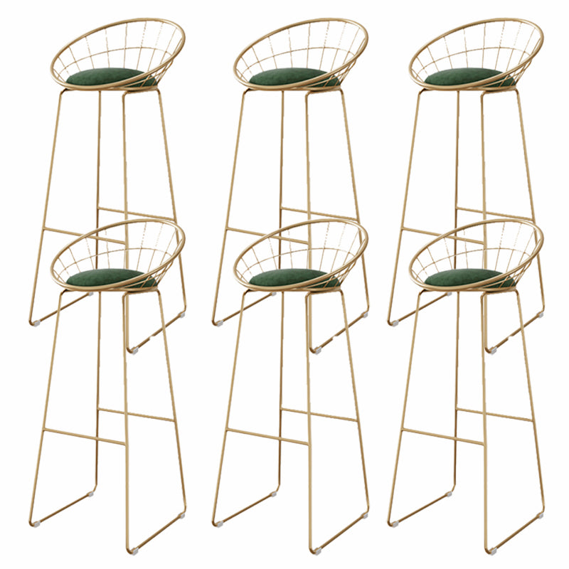 Glam Style Upholstered Counter Stool Armless Bar Stool with Footrest Green 6 Piece Set Sled Clearhalo 'Bar Furniture' 'Bar Stools' 'bar_stools' 'furn' 'furn_bar_stools' 'Furniture' 'Kitchen & Dining Furniture' 6371043
