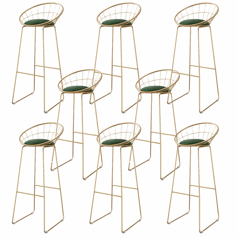 Glam Style Upholstered Counter Stool Armless Bar Stool with Footrest Green 8 Piece Set Sled Clearhalo 'Bar Furniture' 'Bar Stools' 'bar_stools' 'furn' 'furn_bar_stools' 'Furniture' 'Kitchen & Dining Furniture' 6371044
