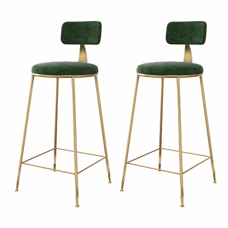 Glam Style Upholstered Counter Stool Armless Bar Stool with Footrest Green 2 Piece Set Four Legs Clearhalo 'Bar Furniture' 'Bar Stools' 'bar_stools' 'furn' 'furn_bar_stools' 'Furniture' 'Kitchen & Dining Furniture' 6371046