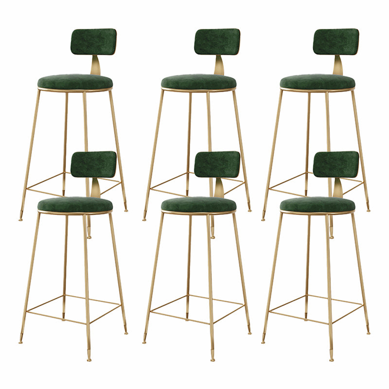 Glam Style Upholstered Counter Stool Armless Bar Stool with Footrest Green 6 Piece Set Four Legs Clearhalo 'Bar Furniture' 'Bar Stools' 'bar_stools' 'furn' 'furn_bar_stools' 'Furniture' 'Kitchen & Dining Furniture' 6371048