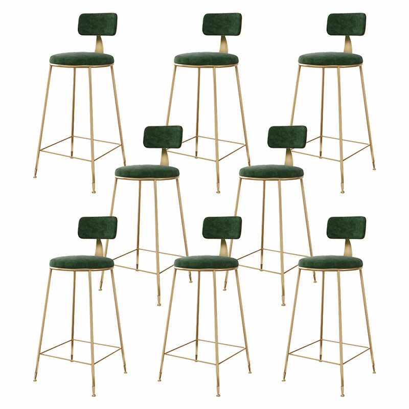 Glam Style Upholstered Counter Stool Armless Bar Stool with Footrest Green 8 Piece Set Four Legs Clearhalo 'Bar Furniture' 'Bar Stools' 'bar_stools' 'furn' 'furn_bar_stools' 'Furniture' 'Kitchen & Dining Furniture' 6371049