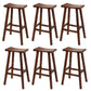 Industrial Backless Solid Wood Counter Stool Wooden Armless High Chair with 4 Legs