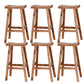 Industrial Backless Solid Wood Counter Stool Wooden Armless High Chair with 4 Legs