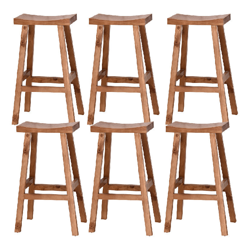 Industrial Backless Solid Wood Counter Stool Wooden Armless High Chair with 4 Legs