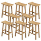 Industrial Backless Solid Wood Counter Stool Wooden Armless High Chair with 4 Legs