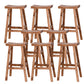 Industrial Backless Solid Wood Counter Stool Wooden Armless High Chair with 4 Legs