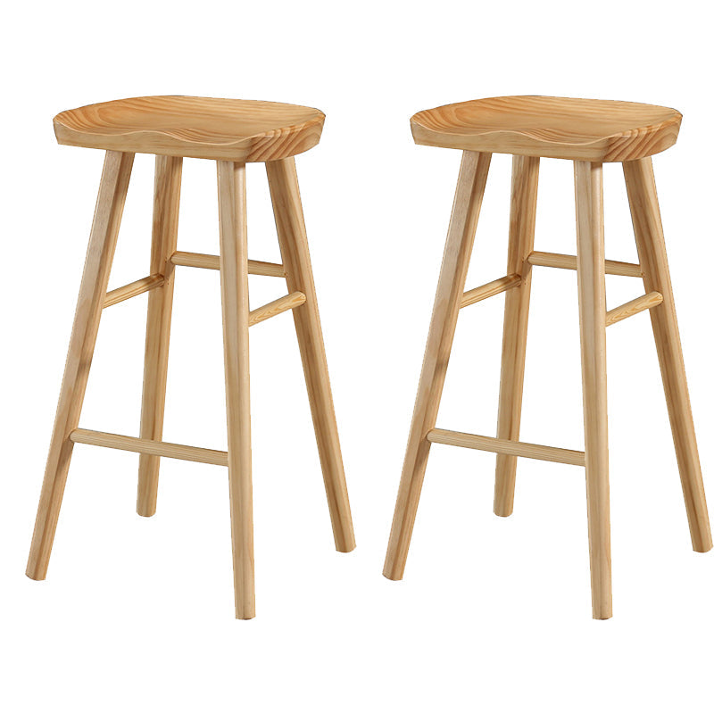 Industrial Wooden Armless High Chair 30" Height Backless Solid Wood Counter Stool 2 Piece Set Clearhalo 'Bar Furniture' 'Bar Stools' 'bar_stools' 'furn' 'furn_bar_stools' 'Furniture' 'Kitchen & Dining Furniture' 6371081