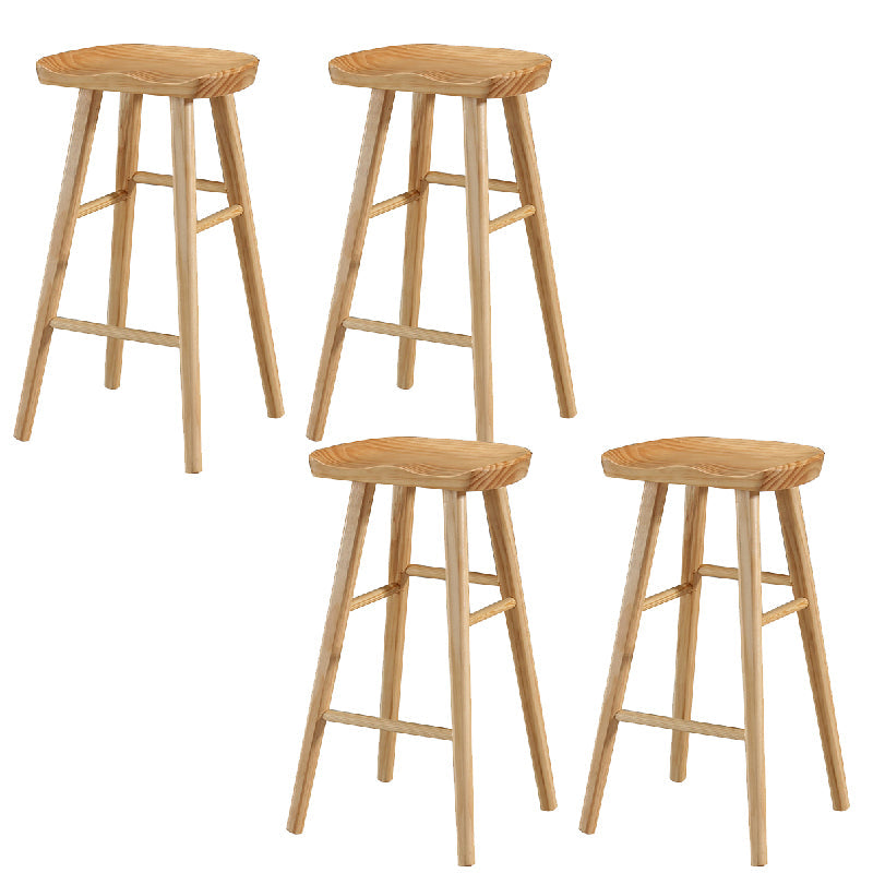 Industrial Wooden Armless High Chair 30" Height Backless Solid Wood Counter Stool 4 Piece Set Clearhalo 'Bar Furniture' 'Bar Stools' 'bar_stools' 'furn' 'furn_bar_stools' 'Furniture' 'Kitchen & Dining Furniture' 6371083