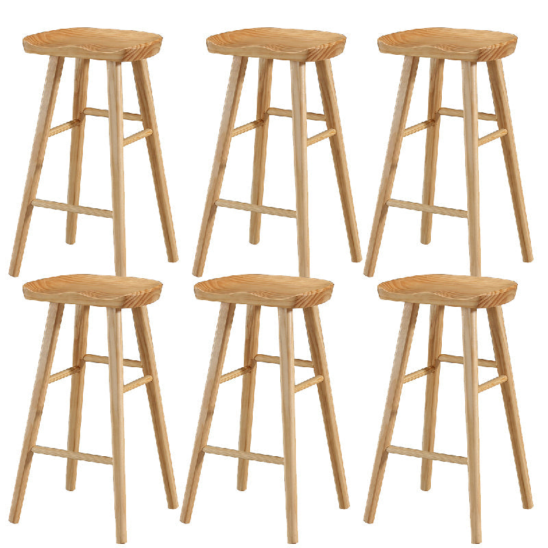 Industrial Wooden Armless High Chair 30" Height Backless Solid Wood Counter Stool 6 Piece Set Clearhalo 'Bar Furniture' 'Bar Stools' 'bar_stools' 'furn' 'furn_bar_stools' 'Furniture' 'Kitchen & Dining Furniture' 6371085