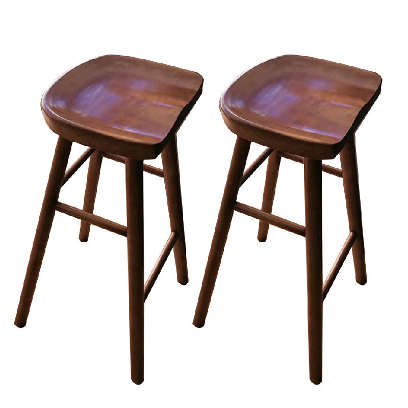 Contemporary Solid Wood Counter Stool Saddle Seat Bar Stool for Living Room Brown 2 Piece Set Clearhalo 'Bar Furniture' 'Bar Stools' 'bar_stools' 'furn' 'furn_bar_stools' 'Furniture' 'Kitchen & Dining Furniture' 6371095