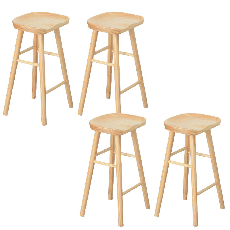 Contemporary Solid Wood Counter Stool Saddle Seat Bar Stool for Living Room Wood 4 Piece Set Clearhalo 'Bar Furniture' 'Bar Stools' 'bar_stools' 'furn' 'furn_bar_stools' 'Furniture' 'Kitchen & Dining Furniture' 6371097