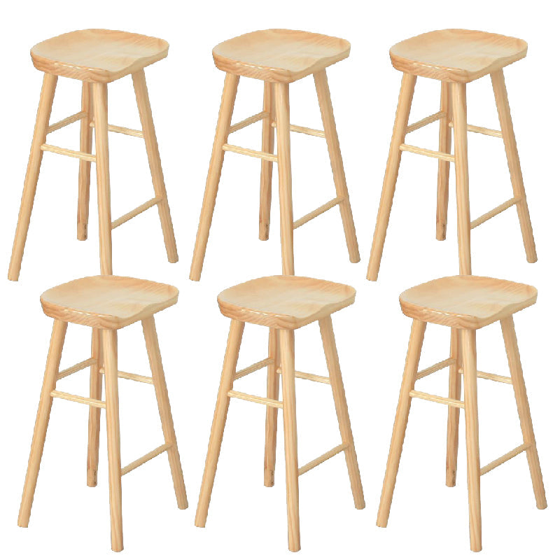 Contemporary Solid Wood Counter Stool Saddle Seat Bar Stool for Living Room Wood 6 Piece Set Clearhalo 'Bar Furniture' 'Bar Stools' 'bar_stools' 'furn' 'furn_bar_stools' 'Furniture' 'Kitchen & Dining Furniture' 6371100