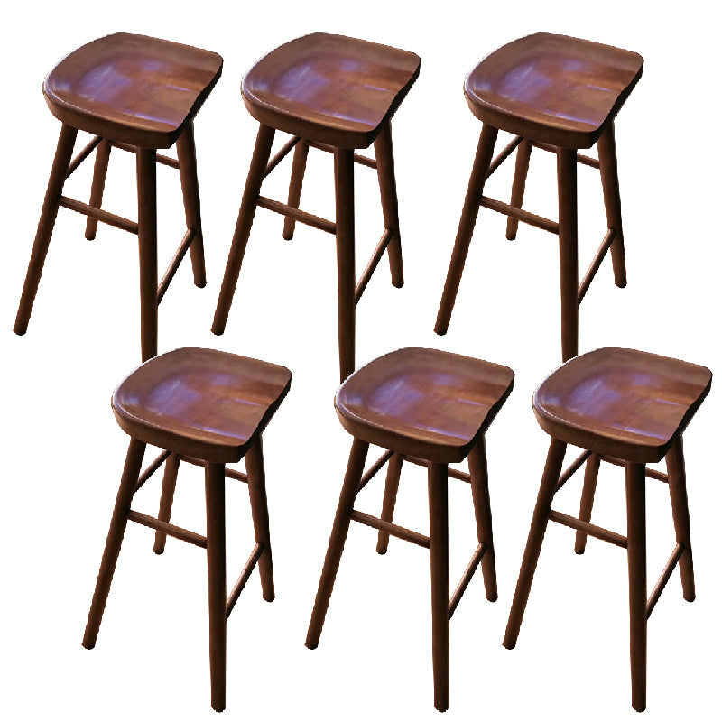 Contemporary Solid Wood Counter Stool Saddle Seat Bar Stool for Living Room Brown 6 Piece Set Clearhalo 'Bar Furniture' 'Bar Stools' 'bar_stools' 'furn' 'furn_bar_stools' 'Furniture' 'Kitchen & Dining Furniture' 6371101
