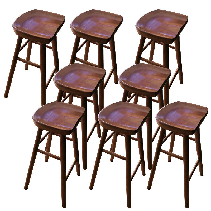 Contemporary Solid Wood Counter Stool Saddle Seat Bar Stool for Living Room Brown 8 Piece Set Clearhalo 'Bar Furniture' 'Bar Stools' 'bar_stools' 'furn' 'furn_bar_stools' 'Furniture' 'Kitchen & Dining Furniture' 6371102