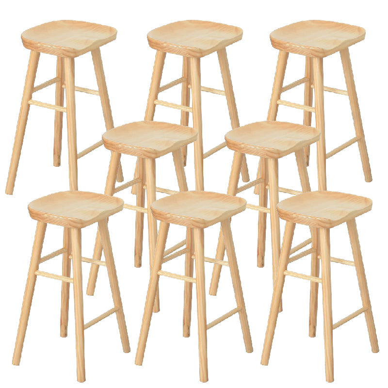 Contemporary Solid Wood Counter Stool Saddle Seat Bar Stool for Living Room Wood 8 Piece Set Clearhalo 'Bar Furniture' 'Bar Stools' 'bar_stools' 'furn' 'furn_bar_stools' 'Furniture' 'Kitchen & Dining Furniture' 6371103