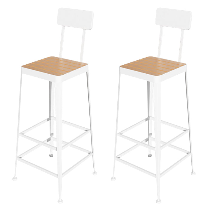 Contemporary Style Counter Stool Square Wood Bar Stool with Footrest White 2 Piece Set Clearhalo 'Bar Furniture' 'Bar Stools' 'bar_stools' 'furn' 'furn_bar_stools' 'Furniture' 'Kitchen & Dining Furniture' 6371108