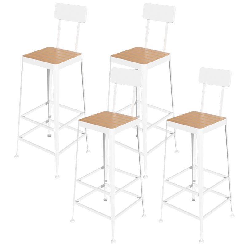 Contemporary Style Counter Stool Square Wood Bar Stool with Footrest White 4 Piece Set Clearhalo 'Bar Furniture' 'Bar Stools' 'bar_stools' 'furn' 'furn_bar_stools' 'Furniture' 'Kitchen & Dining Furniture' 6371110