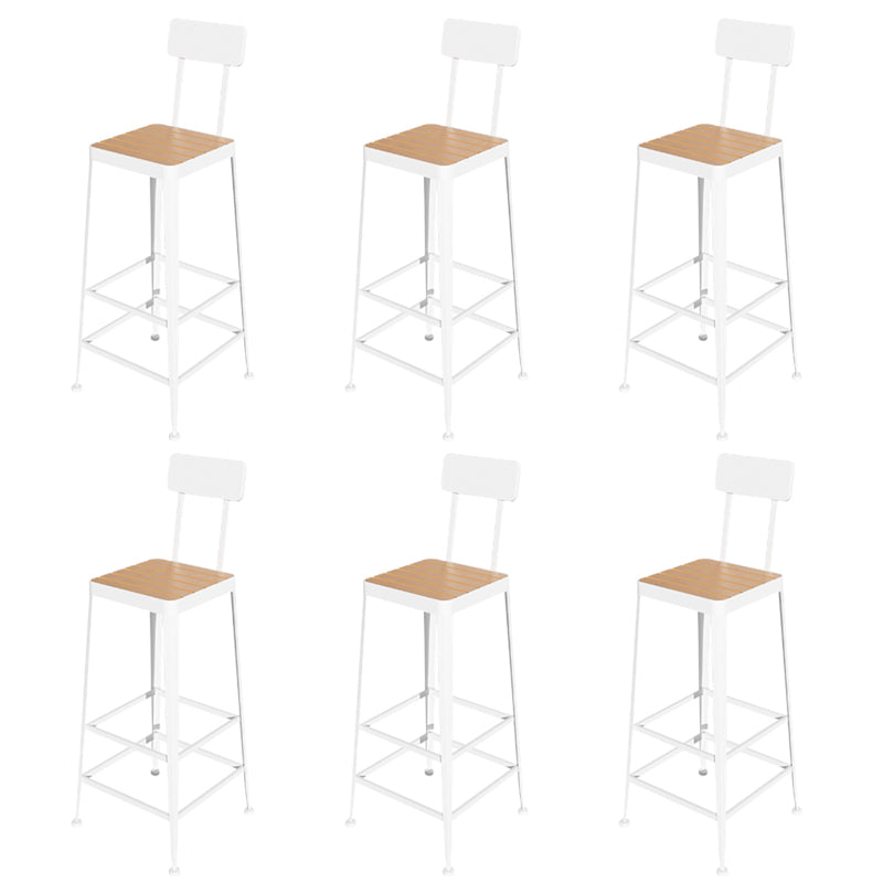 Contemporary Style Counter Stool Square Wood Bar Stool with Footrest White 6 Piece Set Clearhalo 'Bar Furniture' 'Bar Stools' 'bar_stools' 'furn' 'furn_bar_stools' 'Furniture' 'Kitchen & Dining Furniture' 6371112
