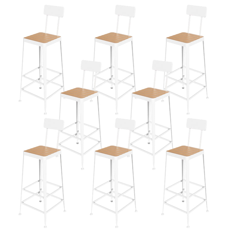 Contemporary Style Counter Stool Square Wood Bar Stool with Footrest White 8 Piece Set Clearhalo 'Bar Furniture' 'Bar Stools' 'bar_stools' 'furn' 'furn_bar_stools' 'Furniture' 'Kitchen & Dining Furniture' 6371114