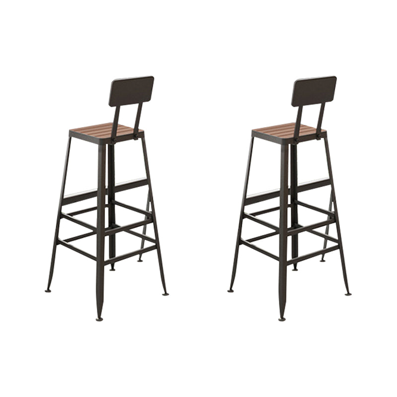 Contemporary Style Counter Stool Square Wood Bar Stool with Footrest Black 2 Piece Set Clearhalo 'Bar Furniture' 'Bar Stools' 'bar_stools' 'furn' 'furn_bar_stools' 'Furniture' 'Kitchen & Dining Furniture' 6371117