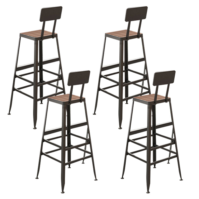 Contemporary Style Counter Stool Square Wood Bar Stool with Footrest Black 4 Piece Set Clearhalo 'Bar Furniture' 'Bar Stools' 'bar_stools' 'furn' 'furn_bar_stools' 'Furniture' 'Kitchen & Dining Furniture' 6371119