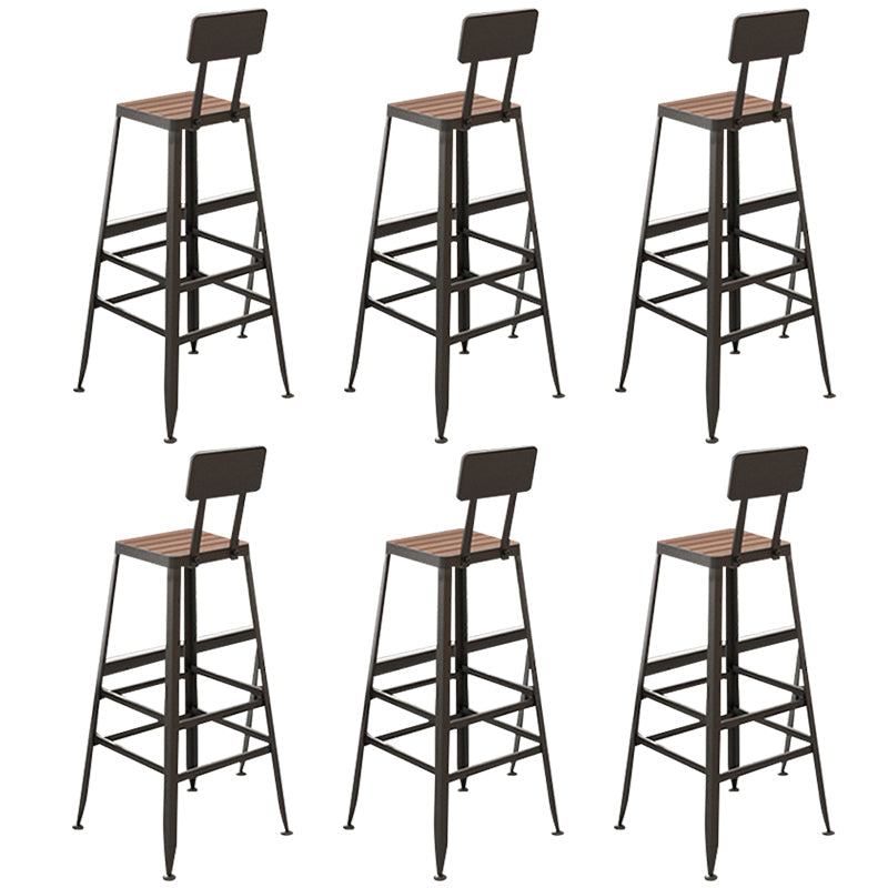 Contemporary Style Counter Stool Square Wood Bar Stool with Footrest Black 6 Piece Set Clearhalo 'Bar Furniture' 'Bar Stools' 'bar_stools' 'furn' 'furn_bar_stools' 'Furniture' 'Kitchen & Dining Furniture' 6371120