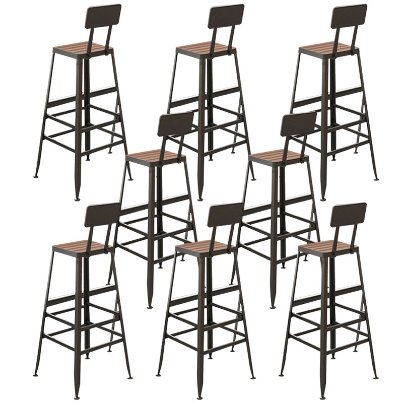 Contemporary Style Counter Stool Square Wood Bar Stool with Footrest Black 8 Piece Set Clearhalo 'Bar Furniture' 'Bar Stools' 'bar_stools' 'furn' 'furn_bar_stools' 'Furniture' 'Kitchen & Dining Furniture' 6371121
