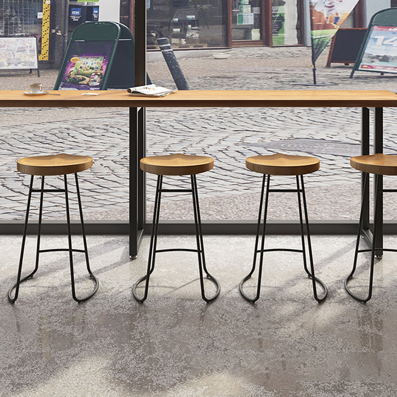 Contemporary Solid Wood Counter Stool Saddle Seat Bar Stool for Indoor Clearhalo 'Bar Furniture' 'Bar Stools' 'bar_stools' 'furn' 'furn_bar_stools' 'Furniture' 'Kitchen & Dining Furniture' 6371130