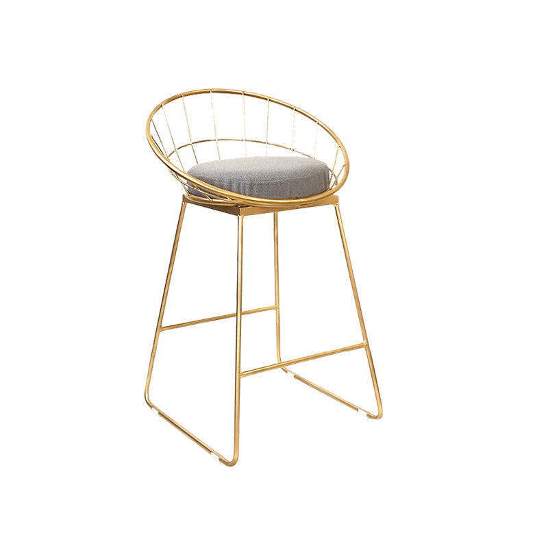 Glam Style Counter Stool Upholstered Low Back Bar Stool with Gold Frame Grey 1 Piece Clearhalo 'Bar Furniture' 'Bar Stools' 'bar_stools' 'furn' 'furn_bar_stools' 'Furniture' 'Kitchen & Dining Furniture' 6371168