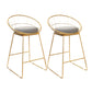 Glam Style Counter Stool Upholstered Low Back Bar Stool with Gold Frame Grey 2 Piece Set Clearhalo 'Bar Furniture' 'Bar Stools' 'bar_stools' 'furn' 'furn_bar_stools' 'Furniture' 'Kitchen & Dining Furniture' 6371169