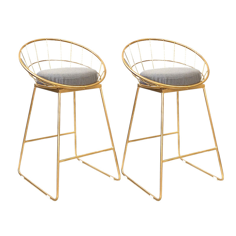 Glam Style Counter Stool Upholstered Low Back Bar Stool with Gold Frame Grey 2 Piece Set Clearhalo 'Bar Furniture' 'Bar Stools' 'bar_stools' 'furn' 'furn_bar_stools' 'Furniture' 'Kitchen & Dining Furniture' 6371169