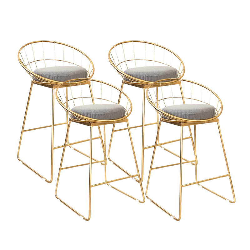 Glam Style Counter Stool Upholstered Low Back Bar Stool with Gold Frame Grey 4 Piece Set Clearhalo 'Bar Furniture' 'Bar Stools' 'bar_stools' 'furn' 'furn_bar_stools' 'Furniture' 'Kitchen & Dining Furniture' 6371172