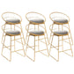 Glam Style Counter Stool Upholstered Low Back Bar Stool with Gold Frame Grey 6 Piece Set Clearhalo 'Bar Furniture' 'Bar Stools' 'bar_stools' 'furn' 'furn_bar_stools' 'Furniture' 'Kitchen & Dining Furniture' 6371174